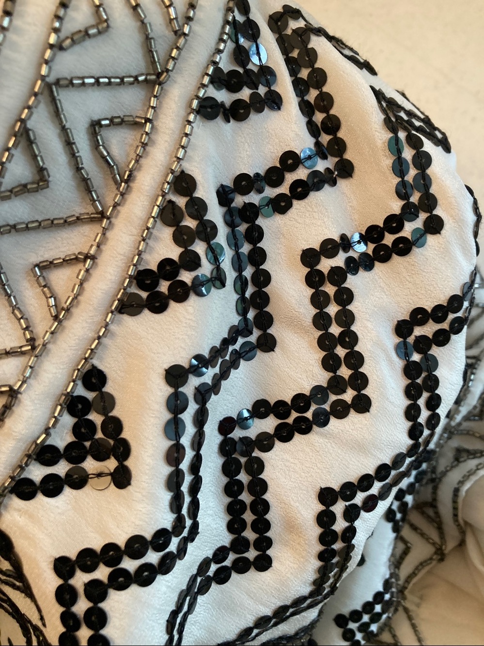 Artelier Black & Beige Zigzag Beaded Mini Skirt - Picture 4 of 7